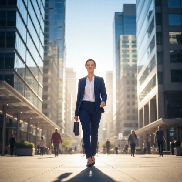 Confident professional moving forward strategically in the job search process
