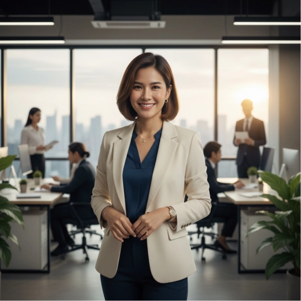 Confident human resources professional progressing in a successful HR career