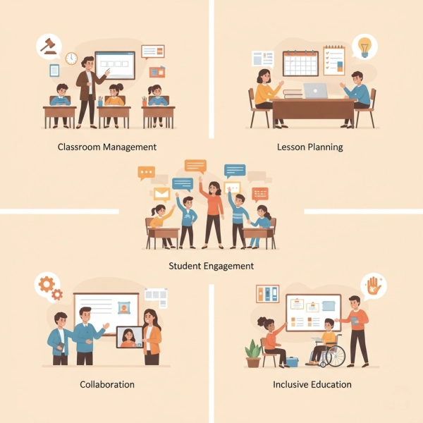 Key teaching skills such as classroom management, lesson planning, and student engagement