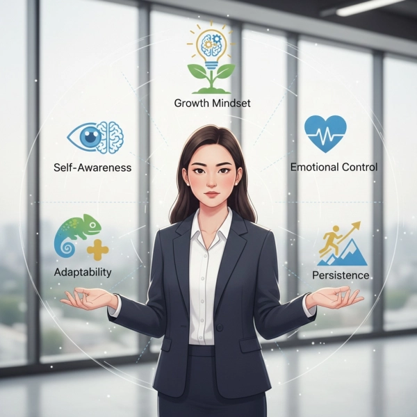 Key traits of resilient professionals such as adaptability and persistence