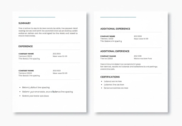 Professional two-page resume layout for experienced and senior professionals