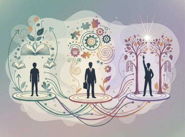 Illustration representing Vocationic’s philosophy of evolving careers and long-term human-centered growth