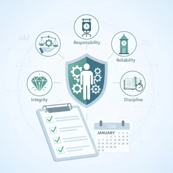 Key elements of work ethic skills such as reliability, discipline, and responsibility