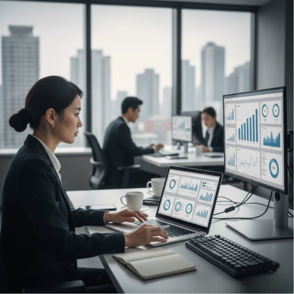 Data analyst analyzing datasets and creating insights for business decisions