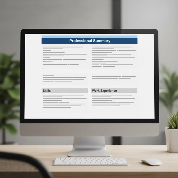 Resume summary section placed at the top of a professional resume