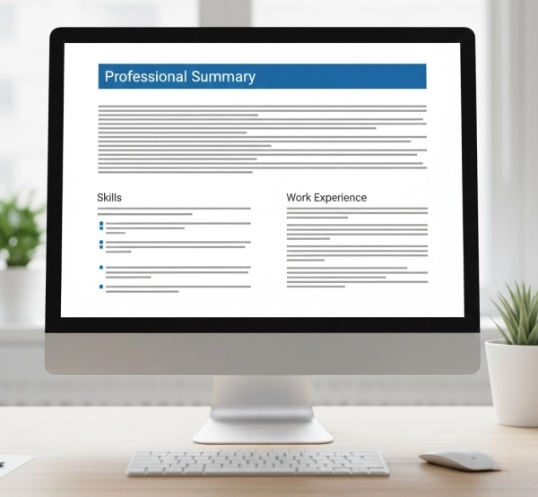 Resume summary section placed at the top of a professional resume
