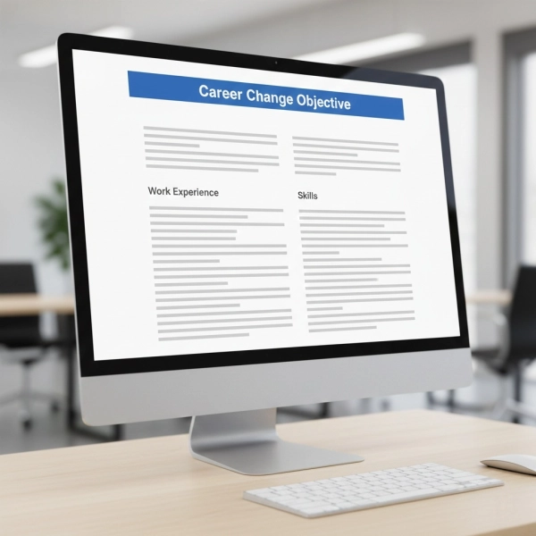 Career change resume objective placed at the top of a resume
