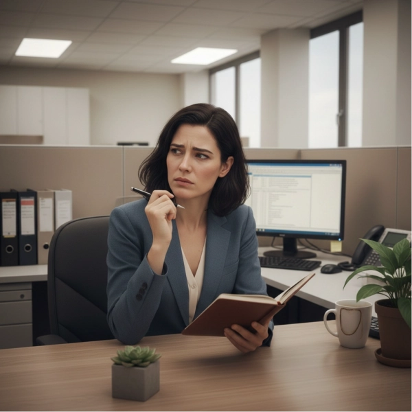 Professional reflecting on the reasons for job dissatisfaction