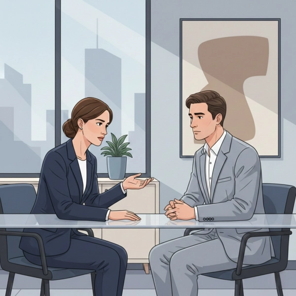 Interviewer asking “Why should we hire you?” during a job interview